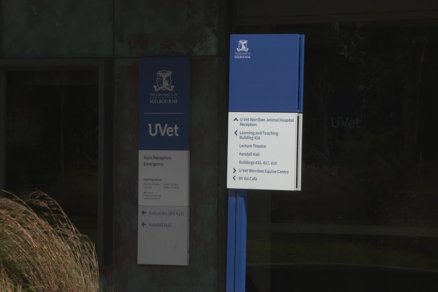 signs that are branded with the Melbourne University logo 