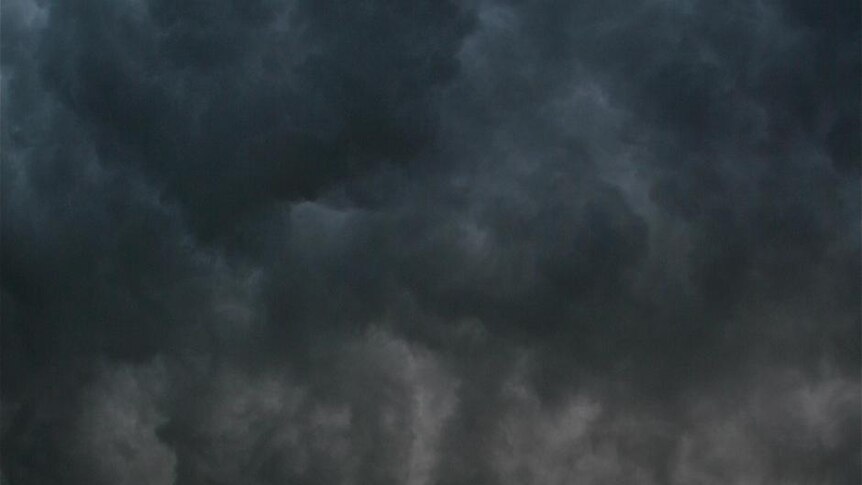 Storm clouds roll over Maroochydore yesterday.