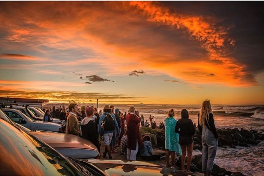 Main Beach carpark at Byron Bay at sunset