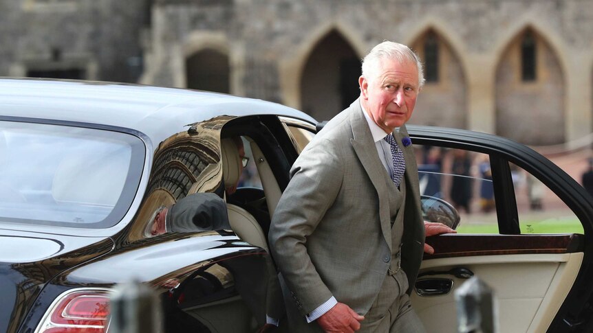 Britain's Prince Charles arrives for the wedding