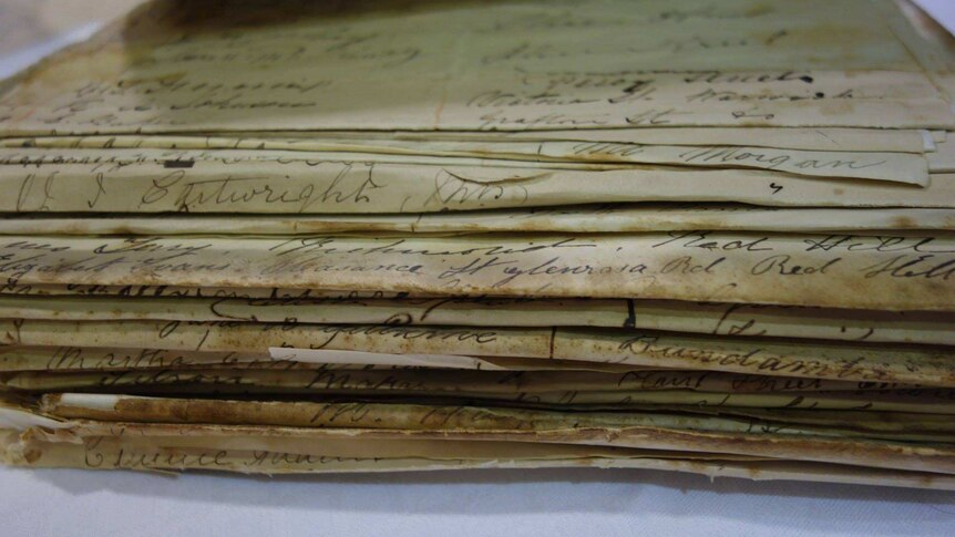Folded old documents with signatures