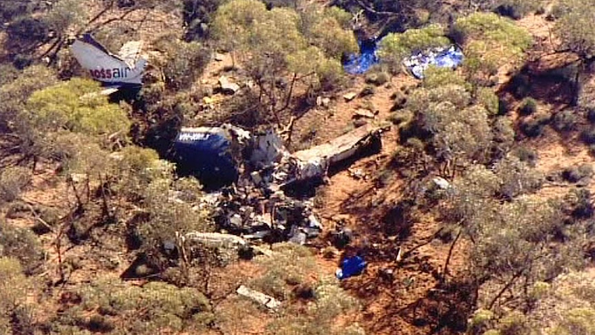A photo of the widespread plane wreckage