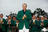 Spieth  in his green jacket after winning the Masters