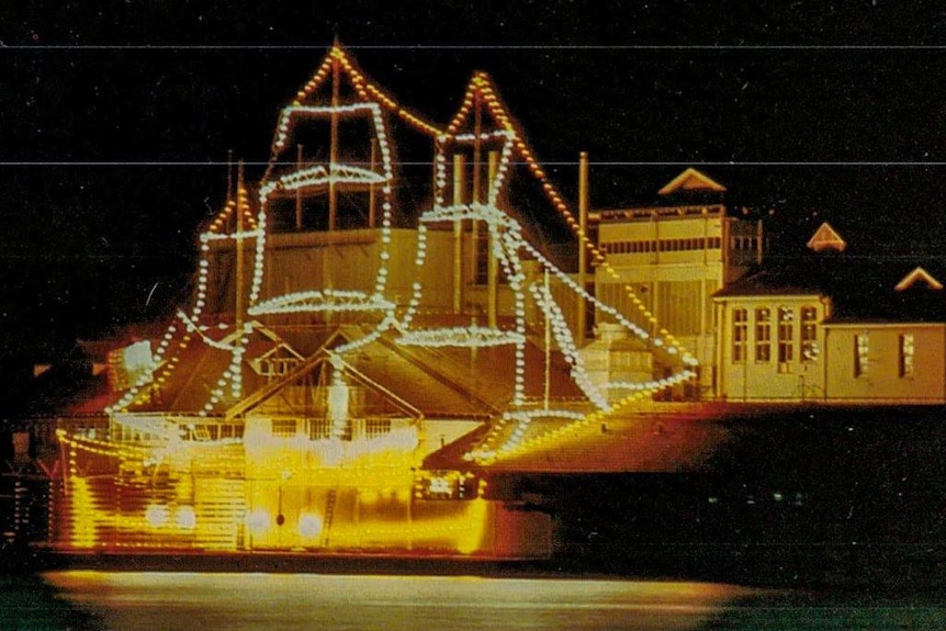 A lighting display on Perth's Swan Brewery in 1968.