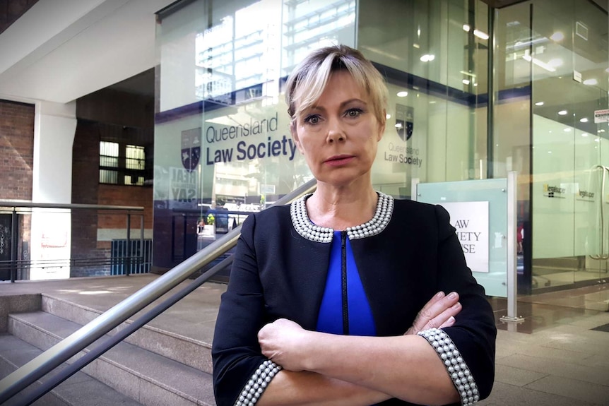 Queensland Law Society president Christine Smyth stands outside the organisation's building.