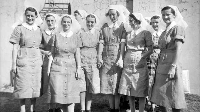 Australian nurses in uniform during WWII.