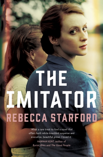 The book cover of The Imitator by Rebecca Starford, two women stand together and one turns round