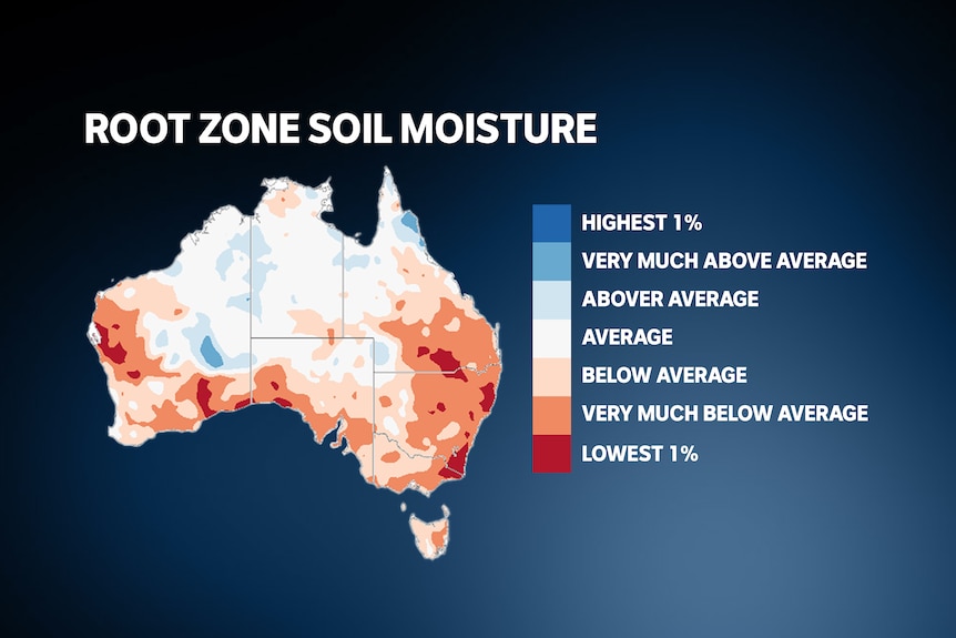 A map of Australia with a graph showing the different levels of moisture in the soil