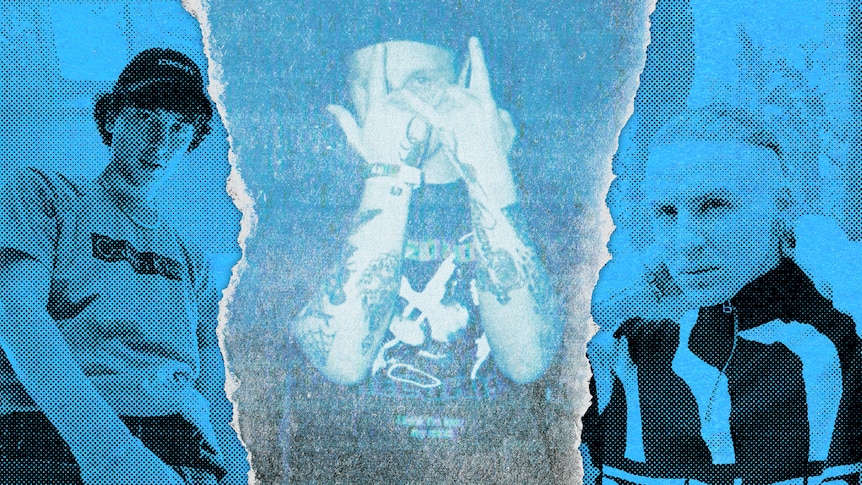 Blue tinted edit of Babyface Mal (Left), Badrapper (Centre) & Nerve (Right) 