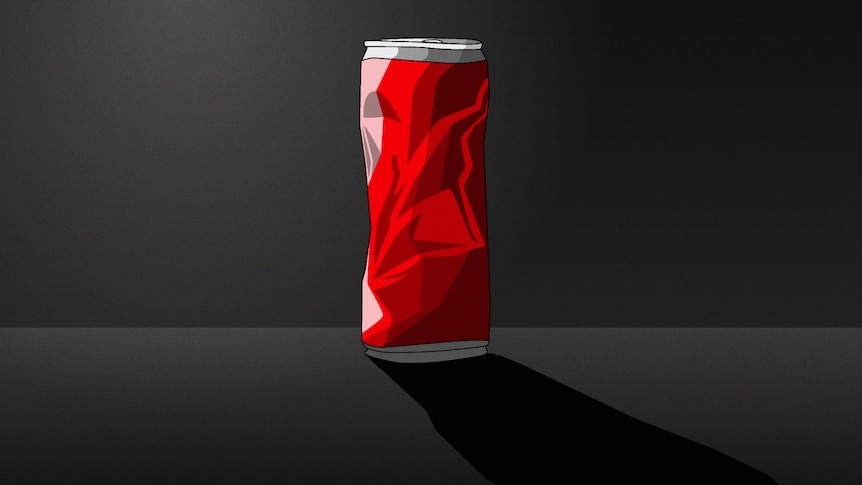 An illustration of a soft drink can with a long shadow