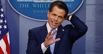 White House Communications Director Anthony Scaramucci gestures during a press conference