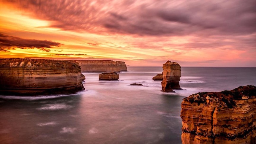 Sunrise on The Razorback on the Great Ocean Road, Victoria.