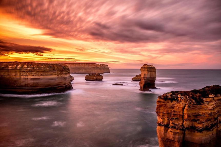 Sunrise on The Razorback on the Great Ocean Road, Victoria.