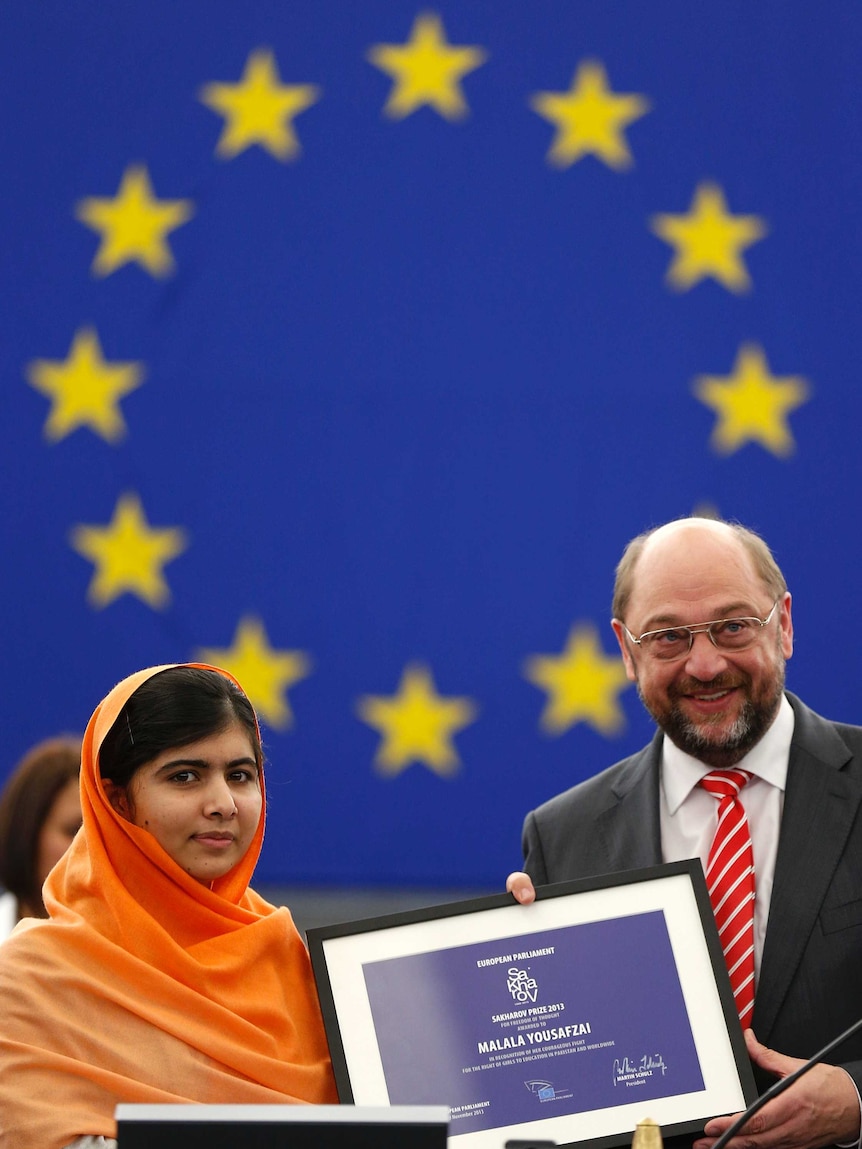 Malala Yousafzai receives the 2013 Sakharov Prize