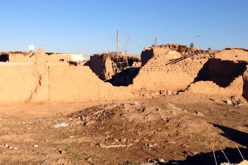 Remains of a destroyed building.