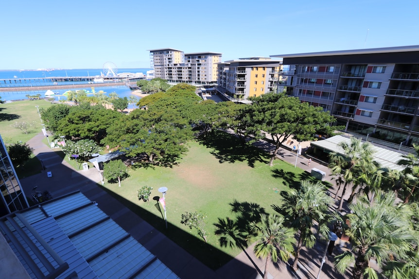 An empty Darwin Waterfront precinct.