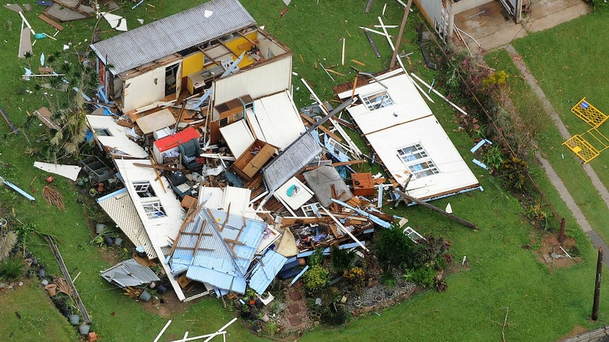 A completely destroyed house in Tully, QLD after Cyclone Yasi (AAP)
