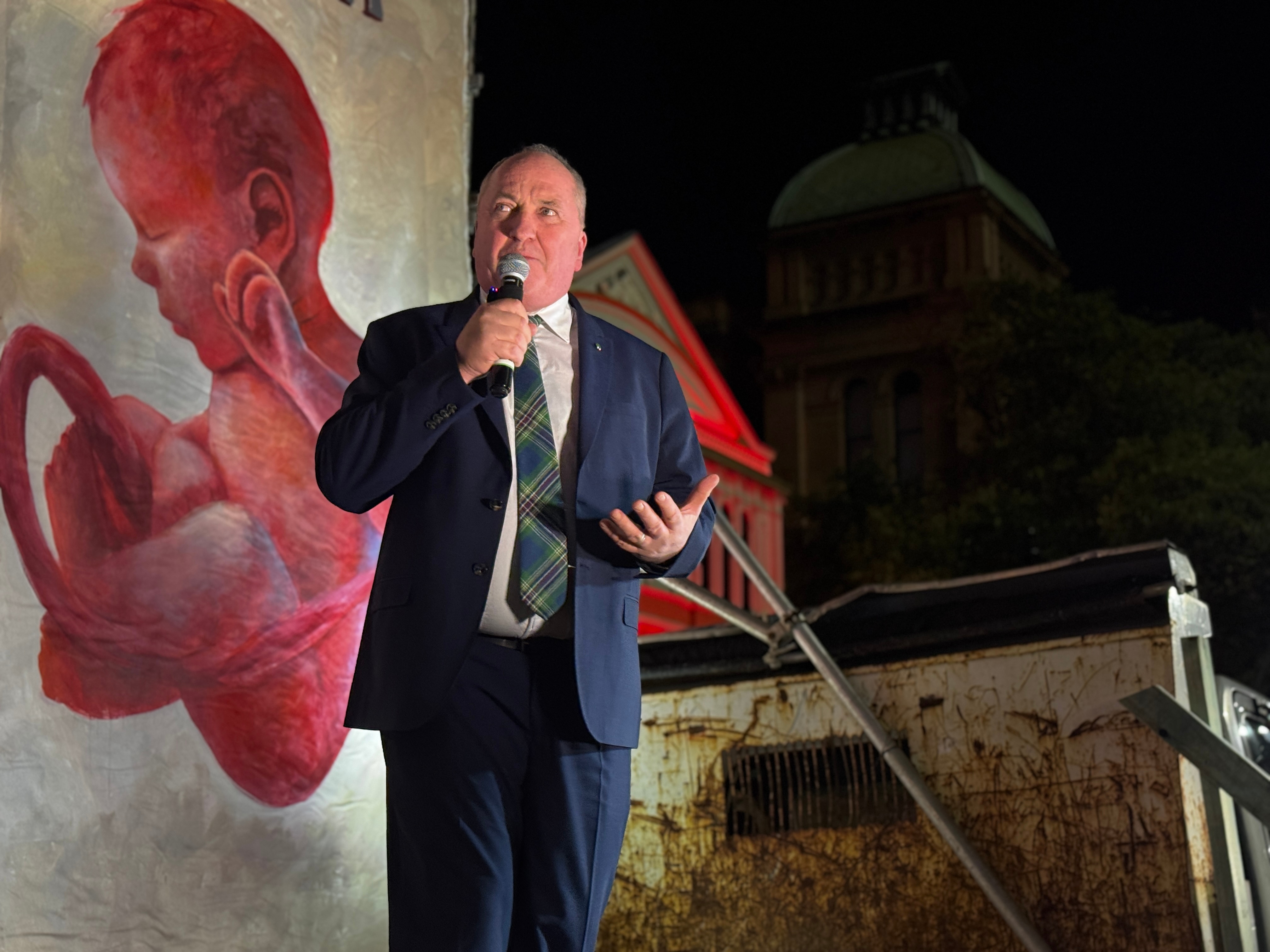 'Perverse logic' over abortion, Barnaby Joyce tells Sydney crowd