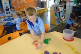 Students play in the classroom