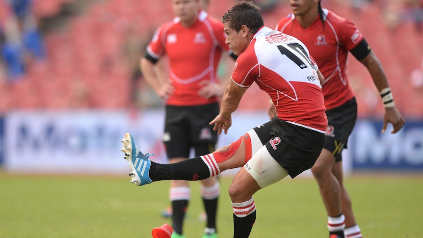 The Lions' Marnitz Boshoff kicks another penalty against the Blues at Ellis Park.
