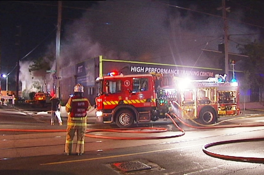 MFB crews tackle a blaze at a gym in Richmond.