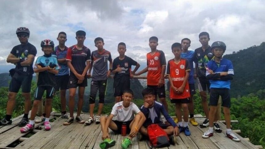 A group of Thai boys on a mountain