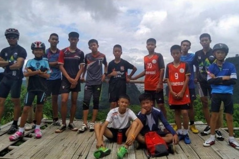 A group of Thai boys on a mountain.