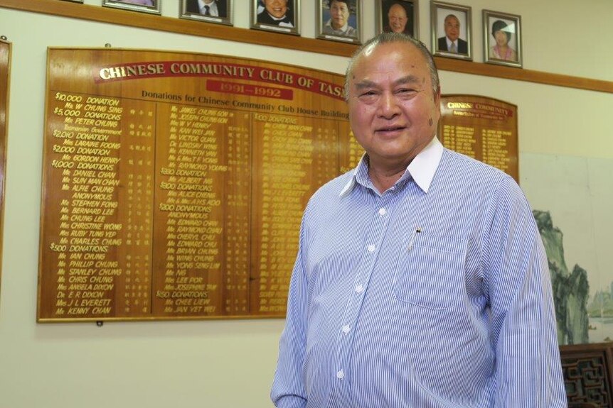 Daniel Chan received his medal for service to the Chinese community of Tasmania