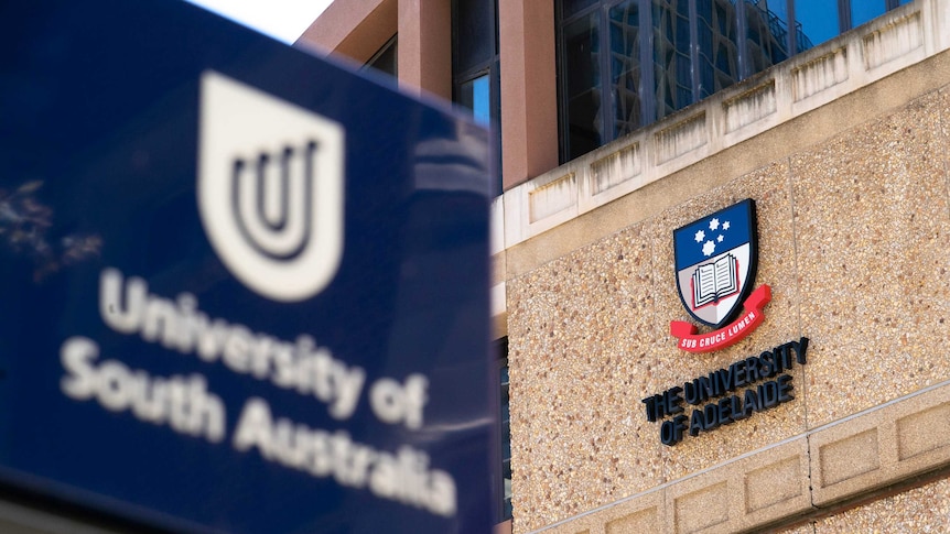 Logos of the University of South Australia and University of Adelaide.
