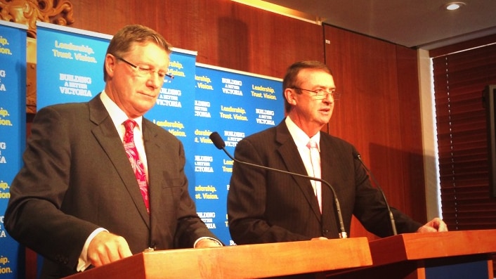 Victorian Premier Denis Napthine and Transport Minster Terry Mulder announce public transport upgrades.