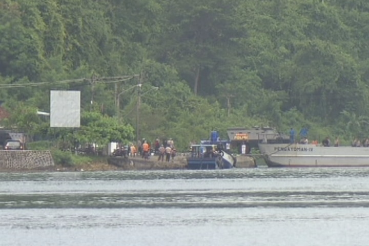 Ferry arrives at Nusakambangan island