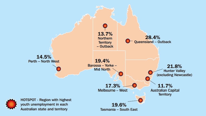 A map showing youth jobless hotspots