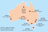A map showing youth jobless hotspots