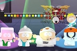 South Park characters dance in cartoon.