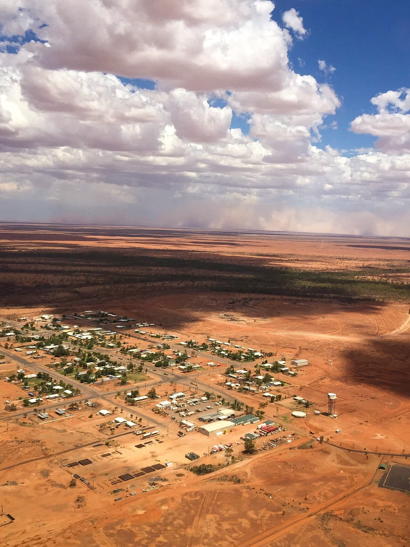 an aerial of an outback town