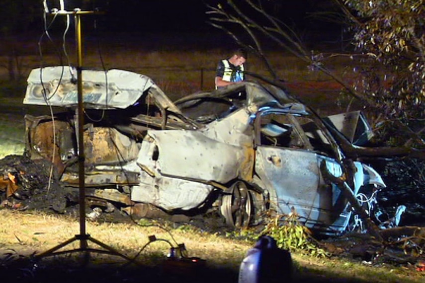 Scene of double fatal car crash at Altona.