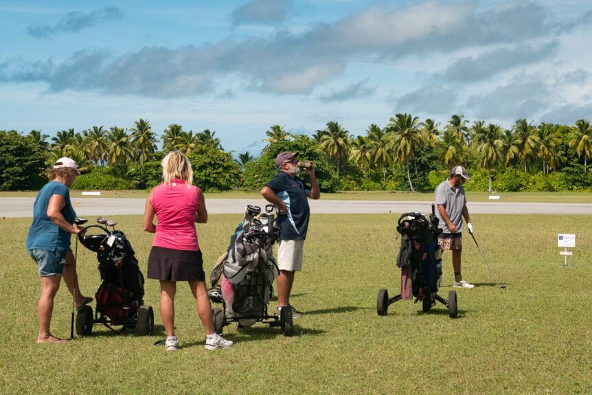 A humid afternoon game of golf on the Cocos Islands