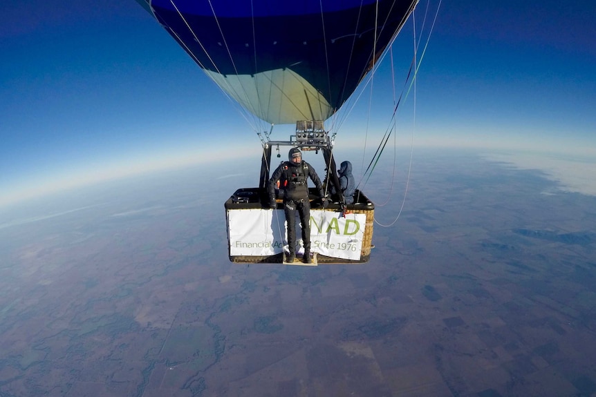 The plane accompanying the balloon got this shot just before Marc jumped.