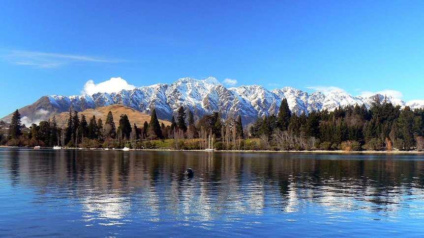 The Remarkables mountain range as viewed from Queenstown.