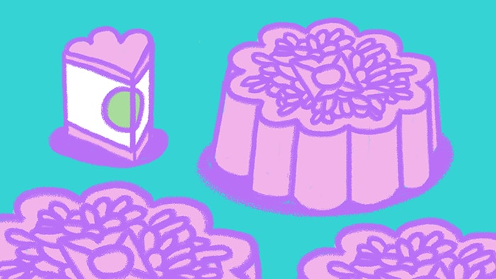 An illustration of a sliced moon cake, to illustrate our story about the history of the lunar new year delicacy.
