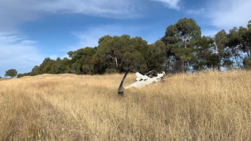 A helicopter that crashed in a paddock near Naracoorte