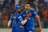 Arjun Tendulkar is congratulated