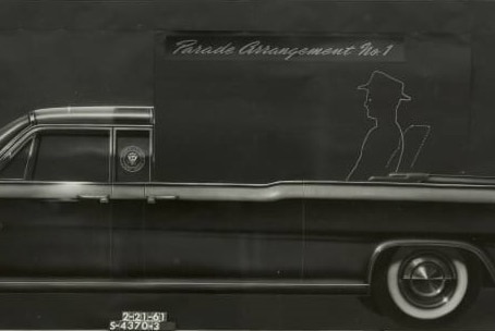 An original sketch of JFK's limousine which outlines how the president's seat can be raised.
