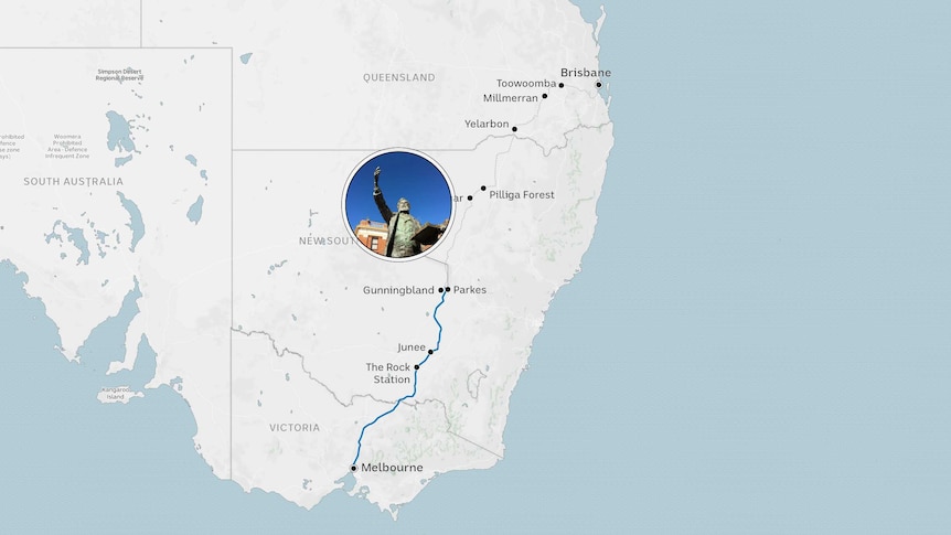 Inland Rail map for Parkes