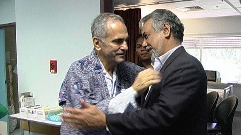 Jose Ramos-Horta is greeted by Xanana Gusmao