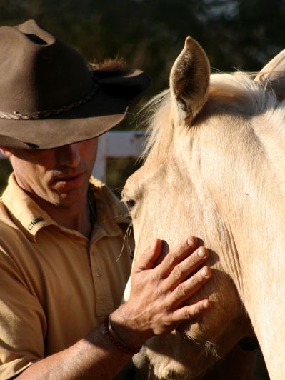 Carlos Tabernaberri whispers to a horse