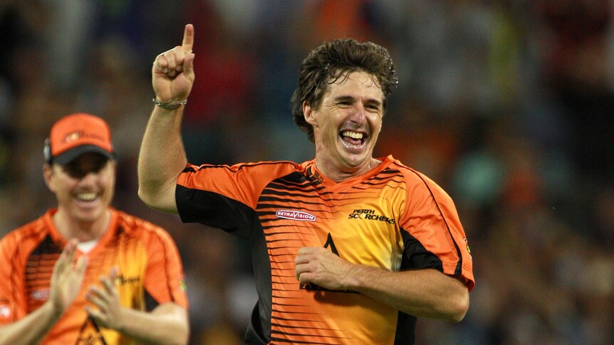 Hot form ... Brad Hogg celebrates a wicket against the Strikers (Paul Kane: Getty Images)