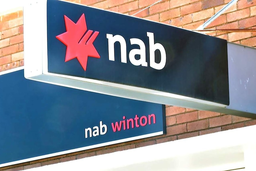 The National Australia Bank sign in Winton, western Queensland