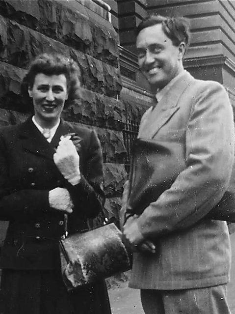 David Goodall and second wife Muriel at wedding in 1949 in Melbourne