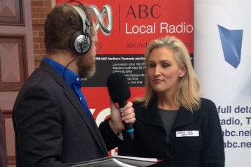 Liberal candidate Amanda-Sue Markham speaks with 936 ABC Hobart presenter Leon Compton June 29, 2016